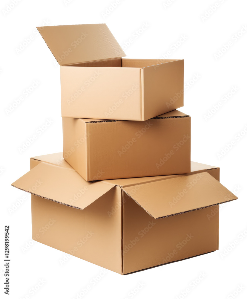 open empty cardboard boxe on transparent background. open empty cardboard boxe on transparent background.