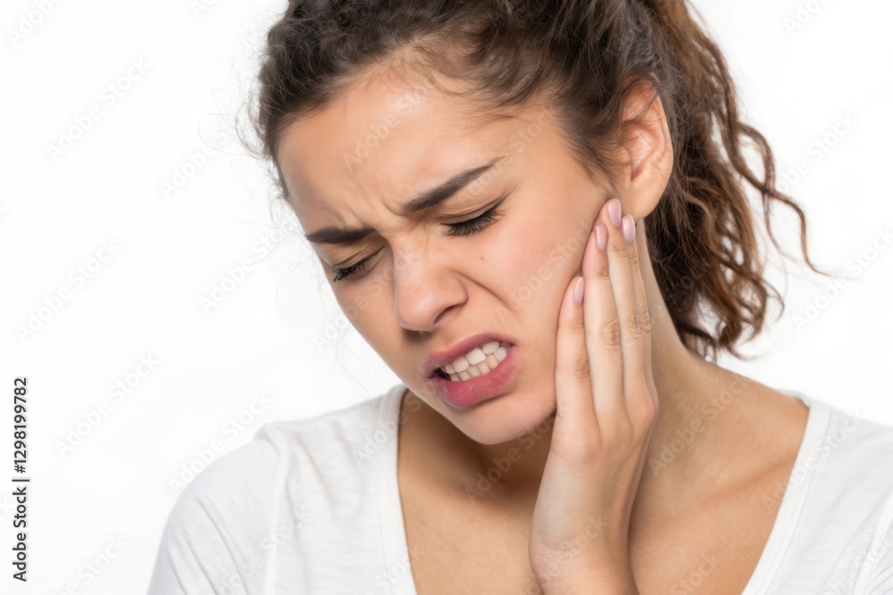 Experiencing Intense Discomfort: A Portrait of a Young Woman with Dental Pain Experiencing Intense Discomfort: A Portrait of a Young Woman with Dental Pain