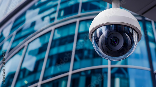 Obraz na płótnie Security Dome Camera, Building Exterior w salonie