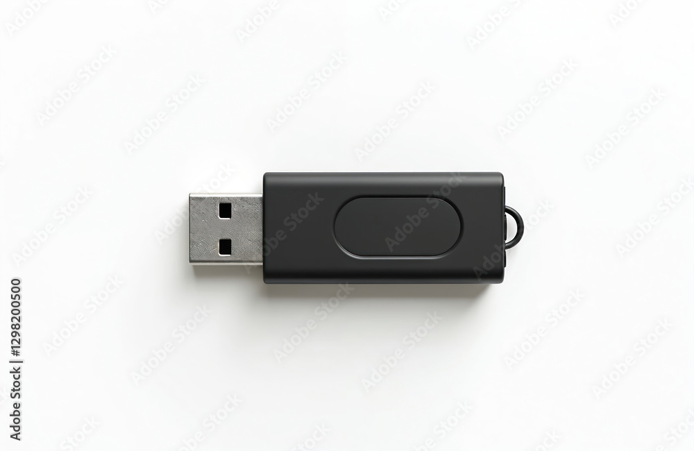 Black USB flash drive isolated on white background. Portable digital memory stick for data storage, transfer. Computer accessory. Universal serial bus key chain for modern device connection. Black USB flash drive isolated on white background. Portable digital memory stick for data storage, transfer. Computer accessory. Universal serial bus key chain for modern device connection.