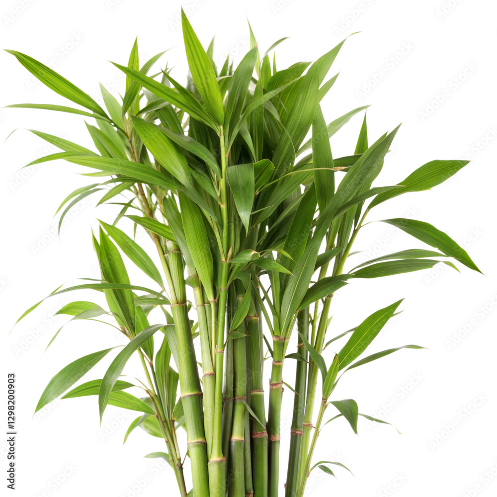 Fototapeta premium Lush Green Bamboo Plant with Vibrant Foliage, bamboo isolated on Transparent background