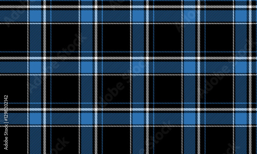 Seamless plaid pattern, black, blue, white, suitable for designing clothes, skirts and pants with a beautiful and modern color combination. Can be used in many styles.