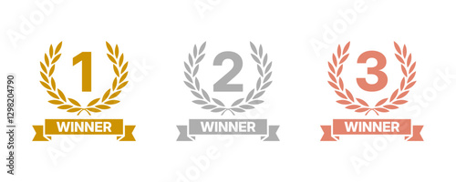 Award golden, silver, and bronze laurel wreaths with ribbons of First, second, and third winners.