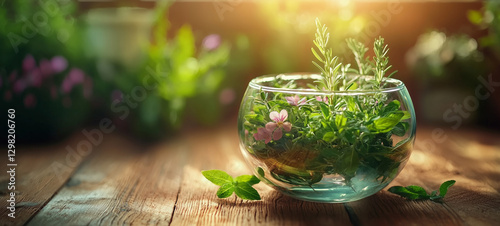 Wallpaper Mural A glass potpourri jar filled with potpourri plants Torontodigital.ca