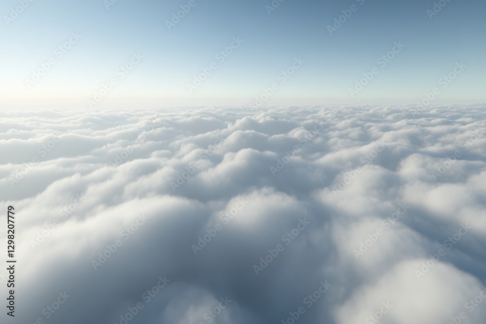 Naklejka premium Soft White Clouds Over Tranquil Blue Sky at Sunrise or Sunset
