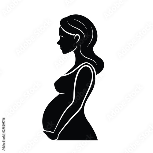 Joyful Expectant Mother Silhouette Displaying a Smooth Side Profile