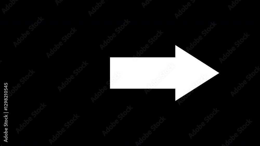 The animation of a white arrow pointing to the right moving from left to right is isolated on a black background. Suitable for tint, overlay layer, or alpha channel. Loop motion graphics The animation of a white arrow pointing to the right moving from left to right is isolated on a black background. Suitable for tint, overlay layer, or alpha channel. Loop motion graphics