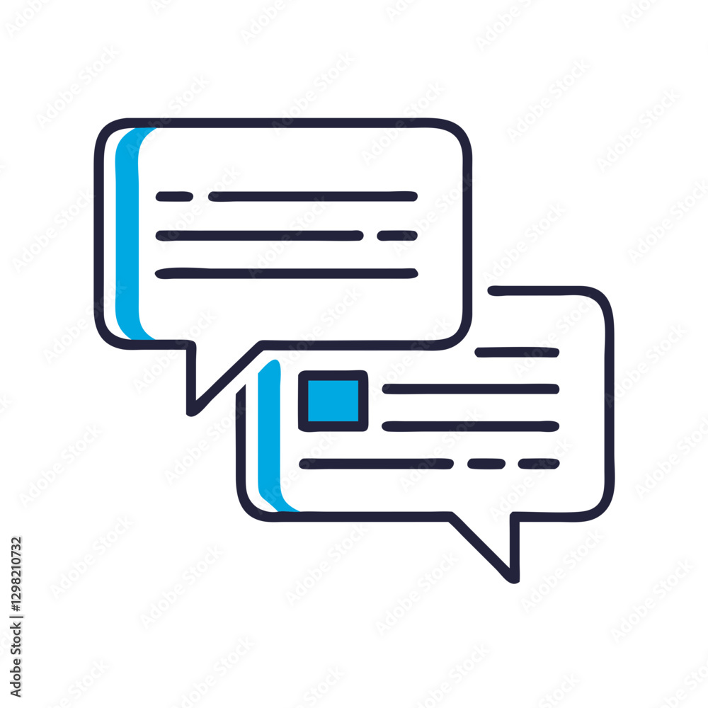 Dual Speech Bubbles
Professional dual speech bubbles with text lines. Modern blue design suggests active conversation and dialogue. Concept Business communication, customer service, messaging platform Dual Speech Bubbles
Professional dual speech bubbles with text lines. Modern blue design suggests active conversation and dialogue. Concept Business communication, customer service, messaging platform