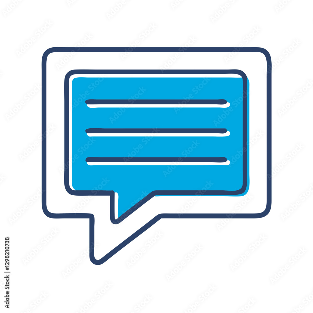Blue Speech Bubble Icon
Modern blue speech bubble with text lines. Clean minimalist communication icon features crisp lines and professional design. Concept: Digital messaging, corporate communication Blue Speech Bubble Icon
Modern blue speech bubble with text lines. Clean minimalist communication icon features crisp lines and professional design. Concept: Digital messaging, corporate communication