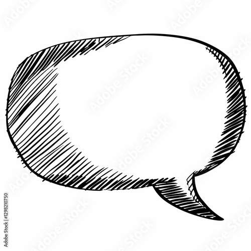 Cross-hatched Empty Speech Bubble, Artistic Comic Style Design. Concept: Publishing, Graphic Novels, Editorial Design, comic book layouts, graphic novels, editorial illustrations, creative publishing