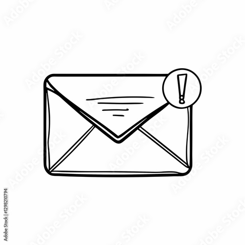 Email envelope icon with exclamation alert, symbol of urgent message or system notification. concept: email marketing, urgent communication, digital alert
