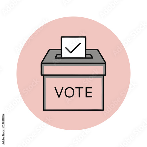Voting box with pink background and bold VOTE text, clean political icon of election and ballot casting. concept: election campaign, voter awareness, civic engagement