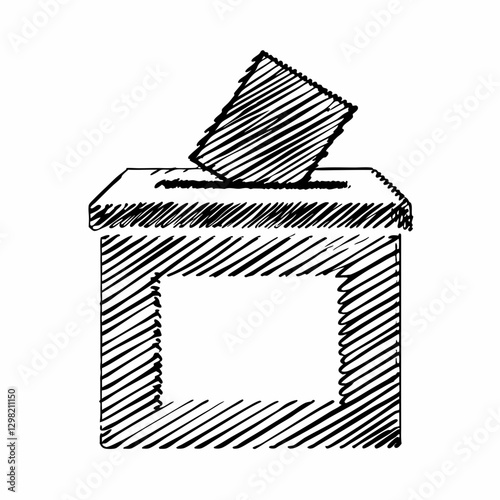 Ballot Box Sketch
Hand-drawn ballot box captures voting moment with inserted paper. Detailed hatching creates dimensional effect in monochrome sketch. Concept Democracy, Elections, Civic Participation