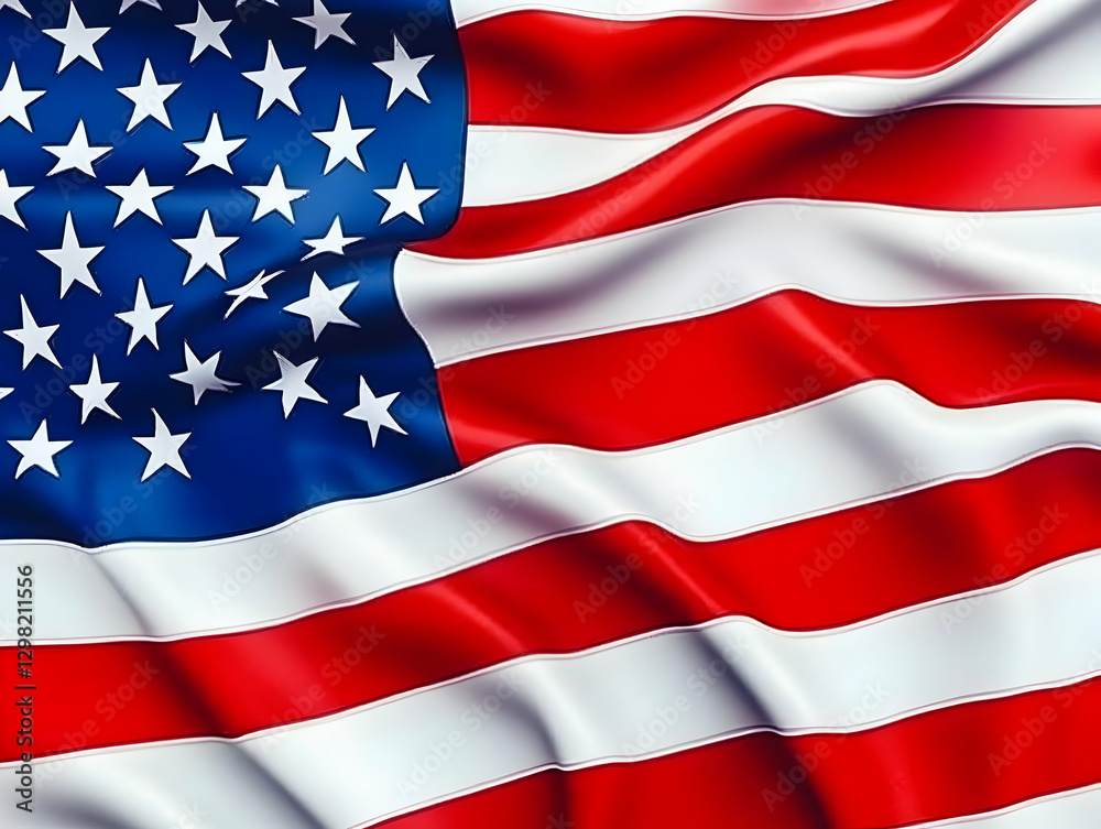 Naklejka premium Waving American Flag 3D Illustration