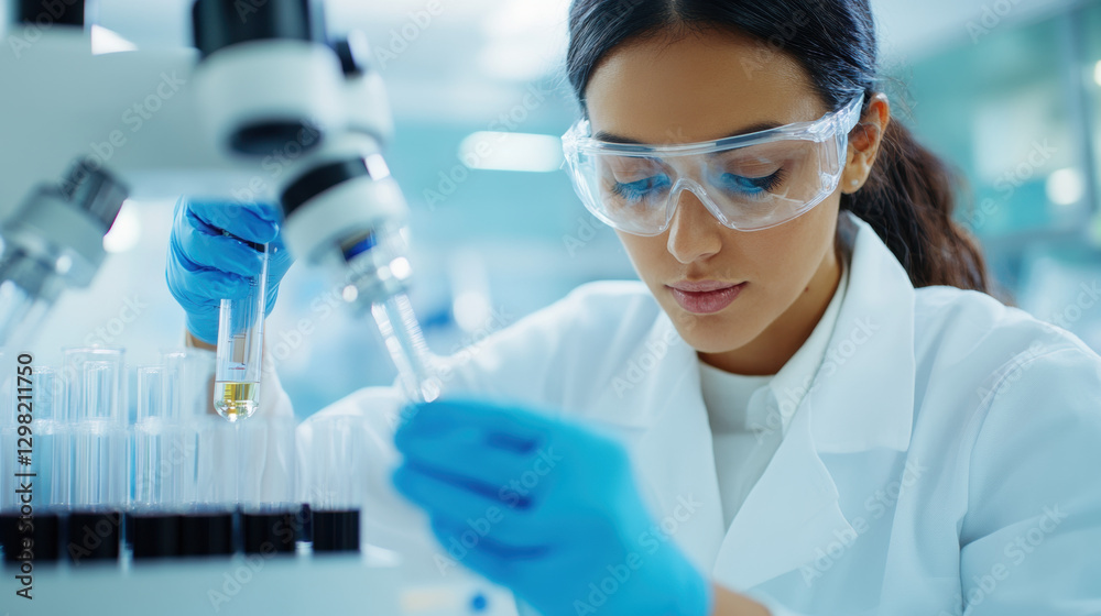 Vitamin Factory, A researcher using chromatography equipment in a high-fidelity image. Vitamin Factory, A researcher using chromatography equipment in a high-fidelity image.