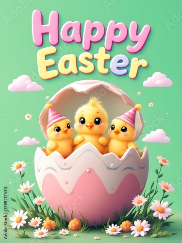 Happy Easter greeting card background Design template