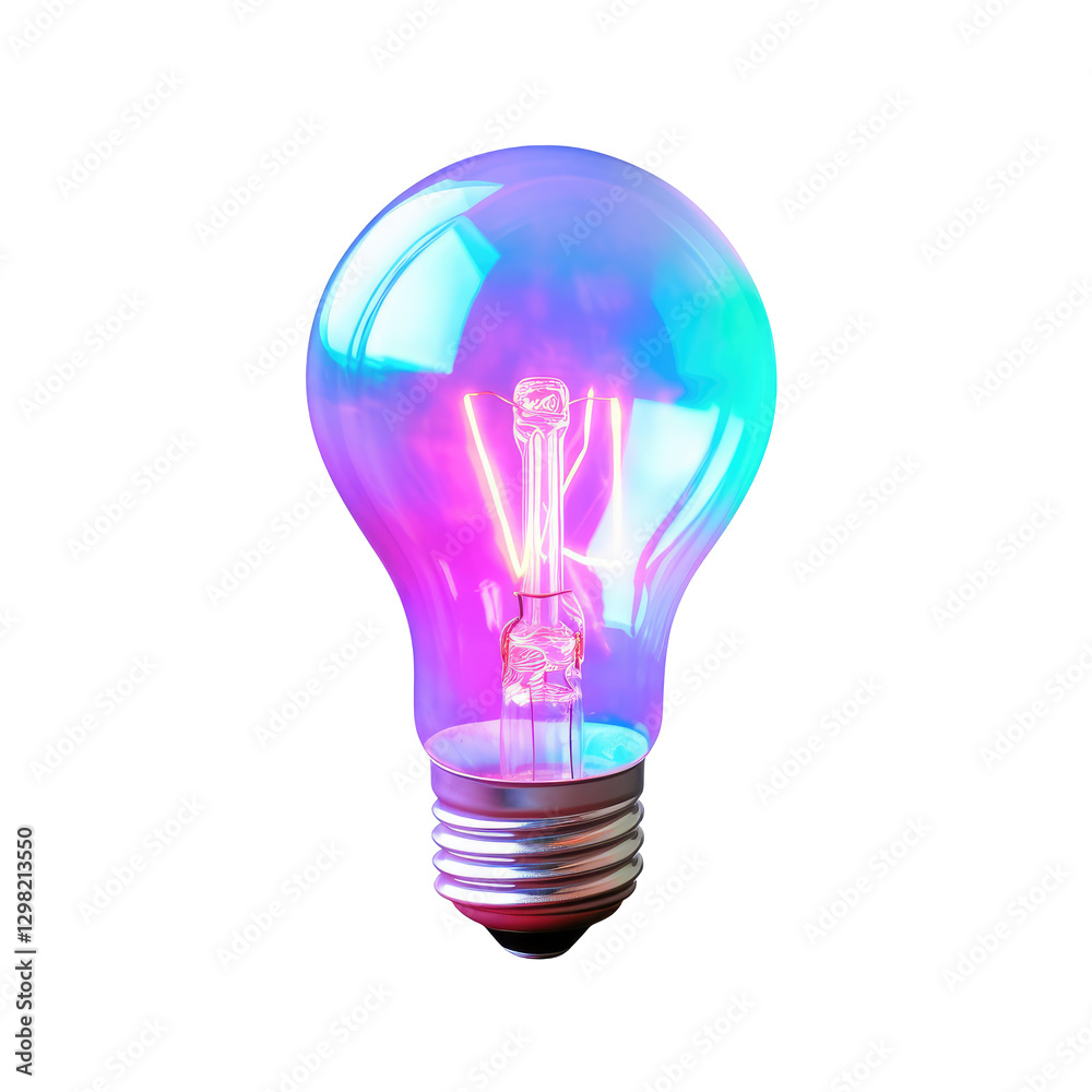 gradient light bulb holographic Iridescent 3d render on transparent background gradient light bulb holographic Iridescent 3d render on transparent background