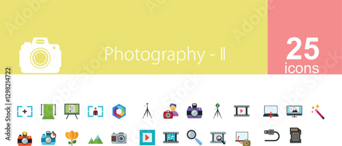 photography icon set 25 icons.photography line icon set