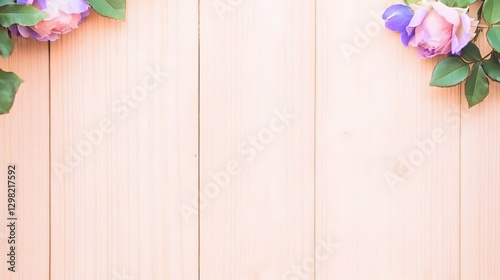 Wallpaper Mural Pastel roses frame on light wood background Torontodigital.ca