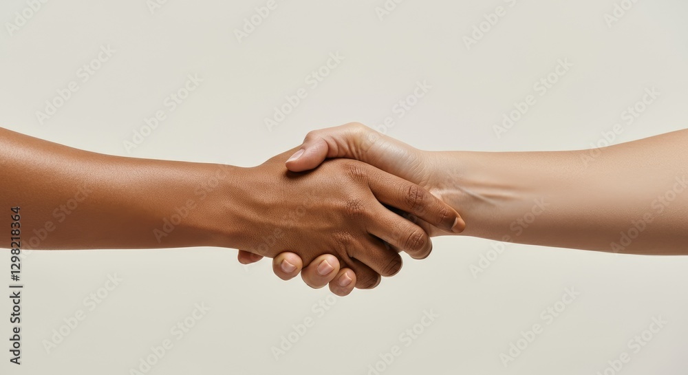 Two people shaking hands on plain background Two people shaking hands on plain background
