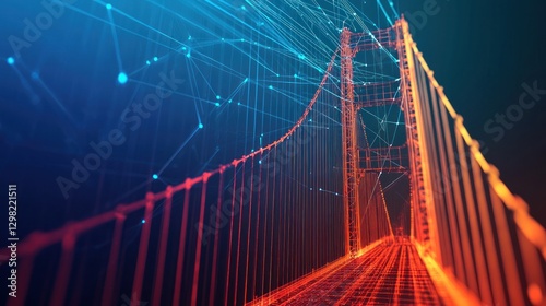 Ai-enhanced bridge engineering innovations urban landscapes digital art futuristic environment low angle viewpoint