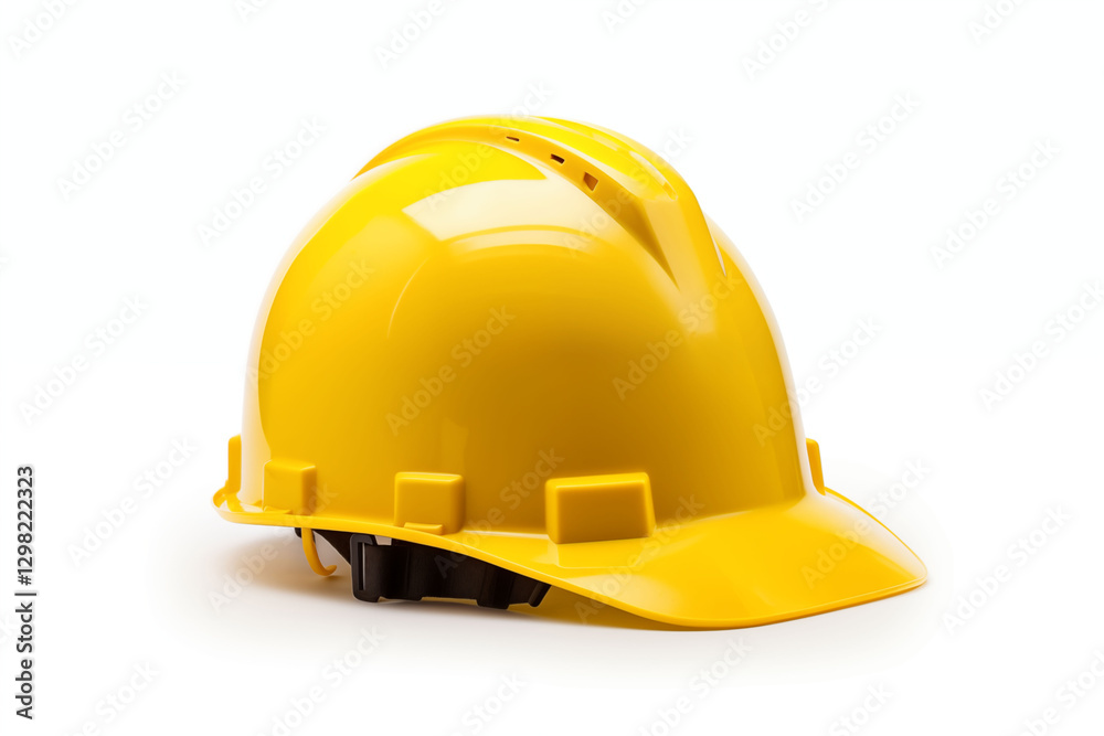 yellow construction safety helmet white background generative ai yellow construction safety helmet white background generative ai