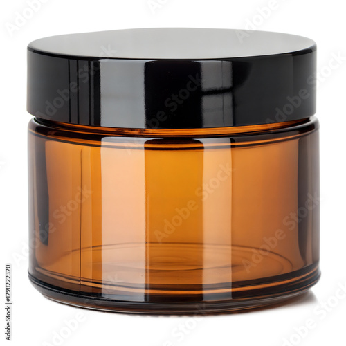 Stylish and clean Amber Glass Jar with Black Lid, Perfect for Cosmetics