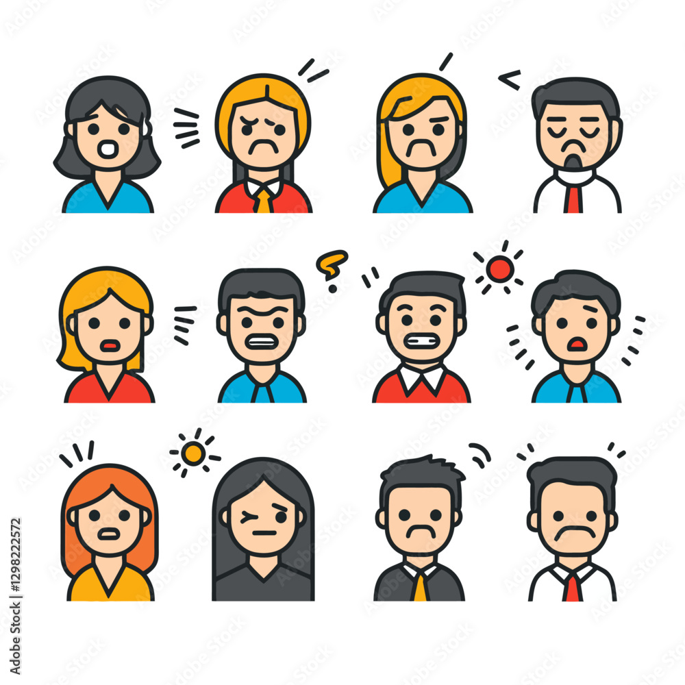 Emotion Face Icons: Diverse Expressions, Vector Avatars, Mood and Feeling Emotion Face Icons: Diverse Expressions, Vector Avatars, Mood and Feeling