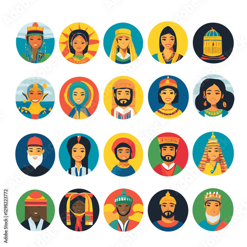 Diverse cultural avatars featuring people from different regions of the world