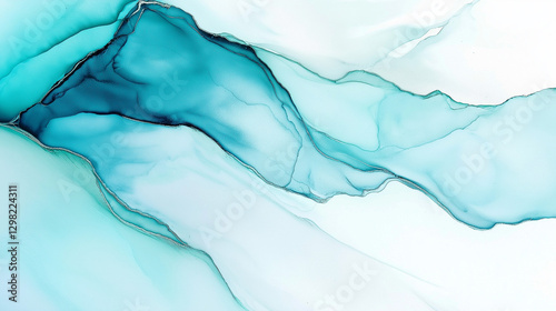 Wallpaper Mural Abstract watercolor painting background with fluid blue and teal waves creating a serene and calming ocean like texture Torontodigital.ca