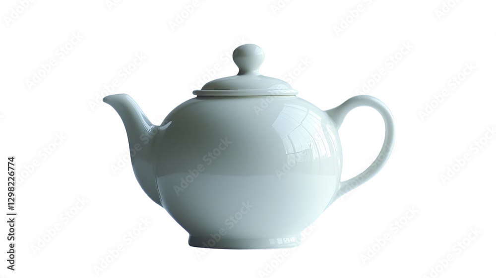 Elegant white teapot on a plain background showcasing timeless design and simplicity in kitchen ware Elegant white teapot on a plain background showcasing timeless design and simplicity in kitchen ware