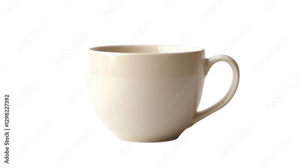 Simple white ceramic cup on a plain background offers a minimalist aesthetic for tea or coffee lovers Simple white ceramic cup on a plain background offers a minimalist aesthetic for tea or coffee lovers