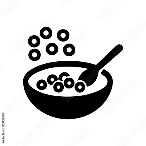 Cereal Bowl Vector Icon. Breakfast Food Grain Symbol