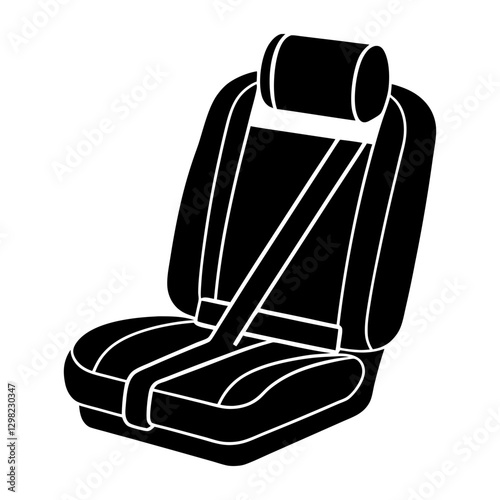 Car Seat with Belt Solid Icon