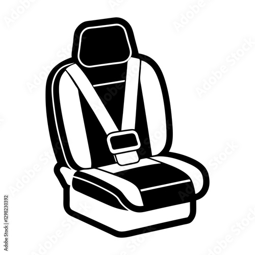 Car Seat with Belt Solid Icon