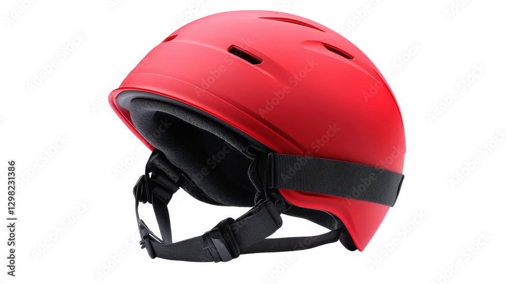 Naklejka premium Bright red safety helmet designed for outdoor activities and sports use in various environments and conditions