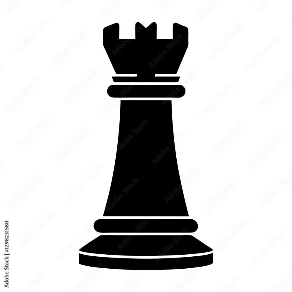 Chess Rook Solid Icon Vector 