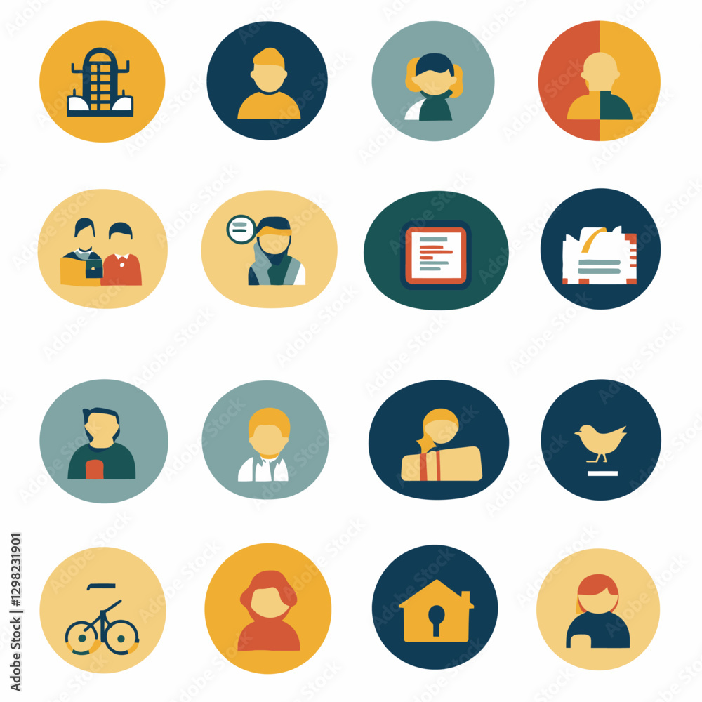 Flat Icon Set Vector Illustration of People, Business and Lifestyle Flat Icon Set Vector Illustration of People, Business and Lifestyle