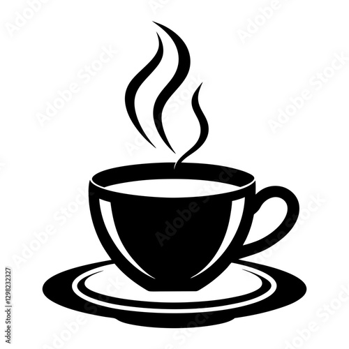 Coffee Cup Vector Icon Silhouette. Hot Drink Cafe Symbol