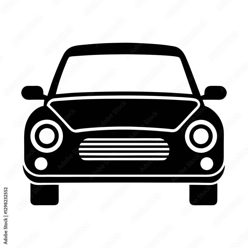 Car Icon Vector. Front View Vehicle Silhouette Symbol Car Icon Vector. Front View Vehicle Silhouette Symbol