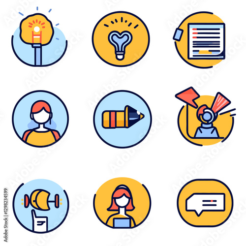 Creative Brainstorming Ideas and Solution Design Graphic Icons Set