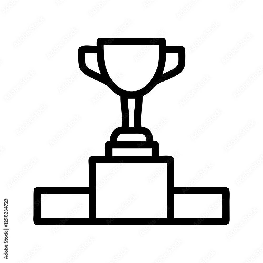 Trophy on Podium Line Icon Trophy on Podium Line Icon