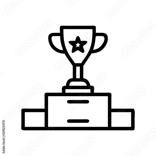 Trophy on Podium Line Icon