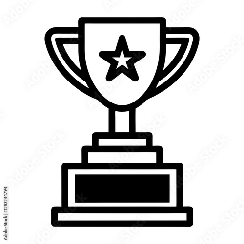Trophy on Podium Line Icon