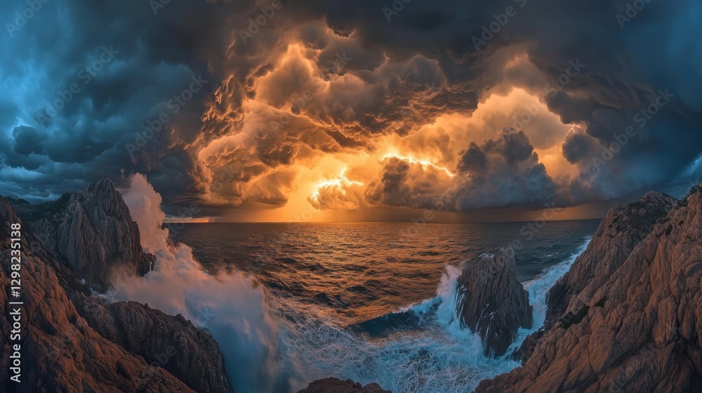 Fototapeta premium dramatic seascape sunset storm
