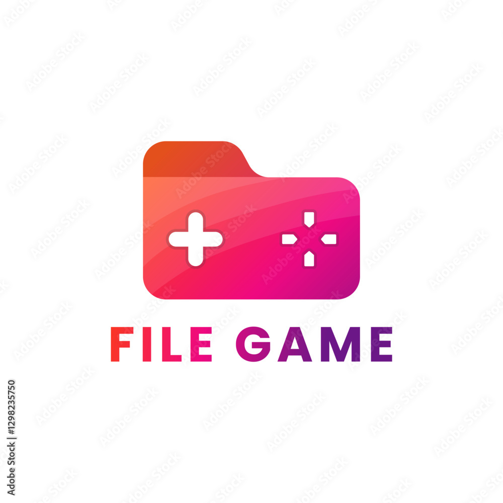Obraz premium Vibrant game file logo with a retro pixel art controller design. Perfect for gaming apps, software, or digital storage. Modern gradient colors for a tech-savvy audience.