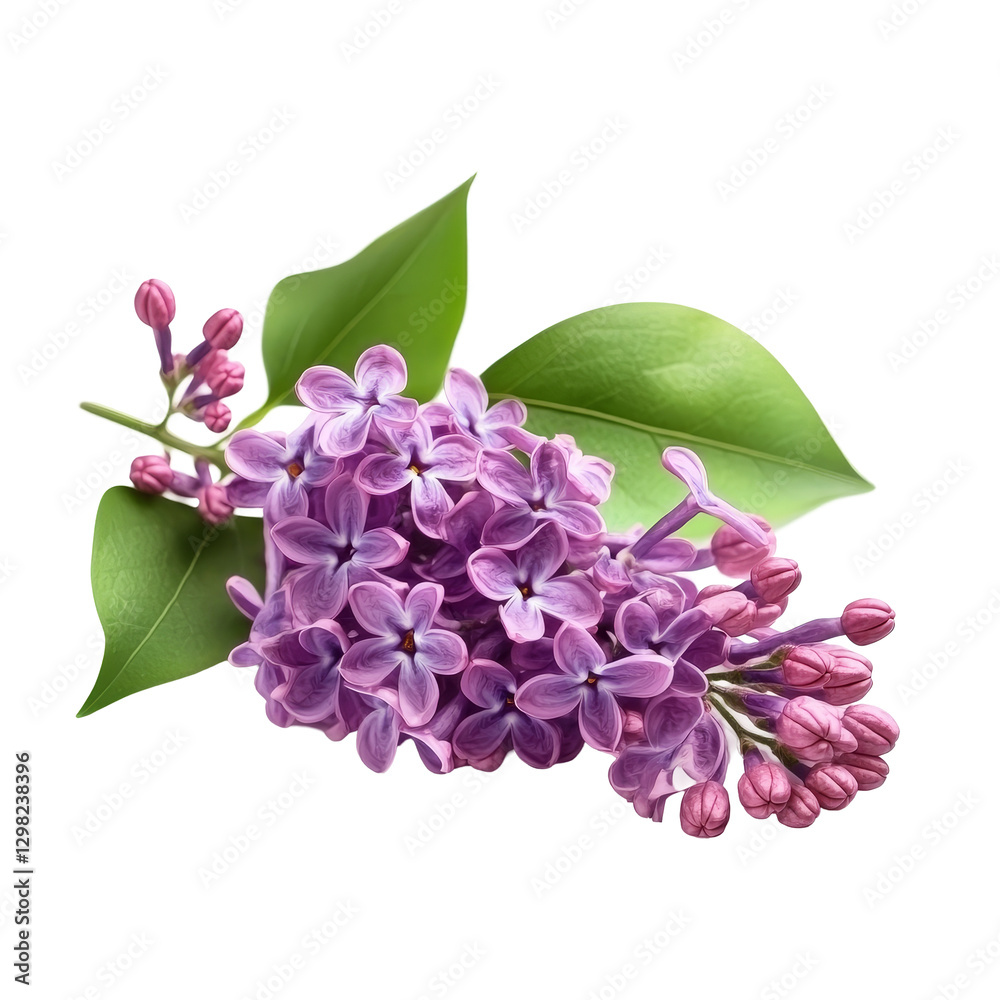 Fototapeta premium Beautiful lilac flowers with vibrant purple hues isolated on a clean transparent background showcasing their natural elegance, lilac flowers isolated on transparent background