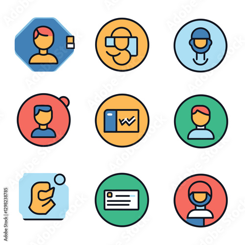 Set of Colorful Social Media Profile Icons for Business and Personal Use