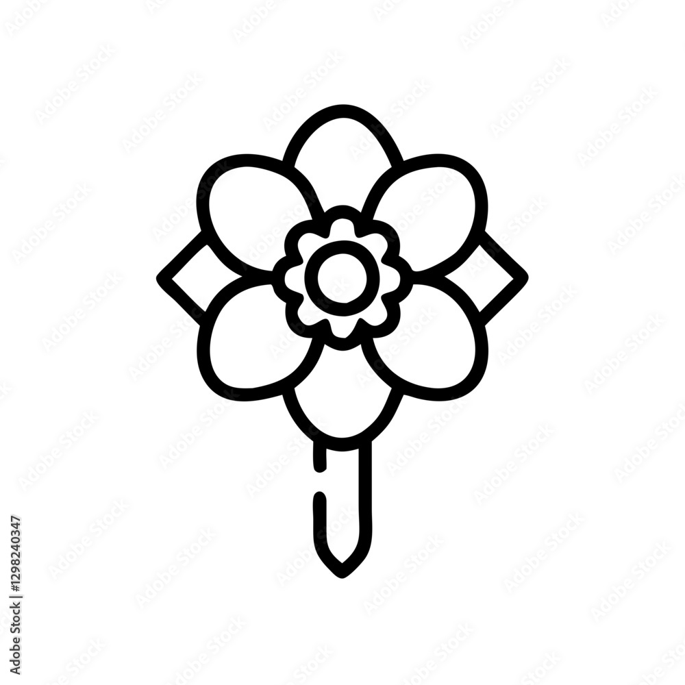 Obraz premium Vector icon of a flower design featuring a central bloom with petals and a stem suitable for use in various decorative and graphical contexts