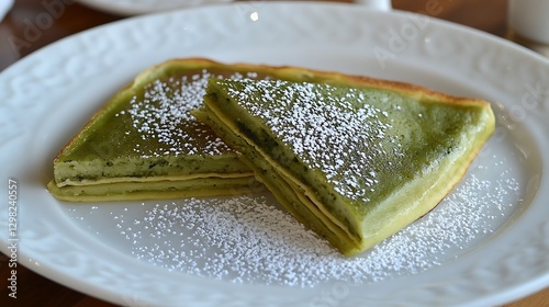 Green Tea Pancakes on Plate